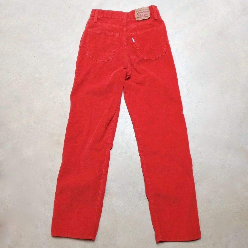 Levi's 94 Baggy Corduroy Pants Womens 25 (25x31) Orange High Rise Straight Retro